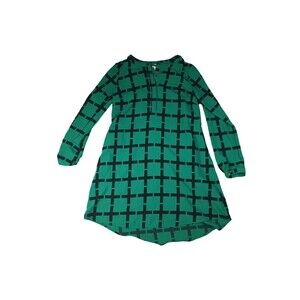 Merona  Sz S Button Roll Tab Sleeve w Pockets Check Classic Dress